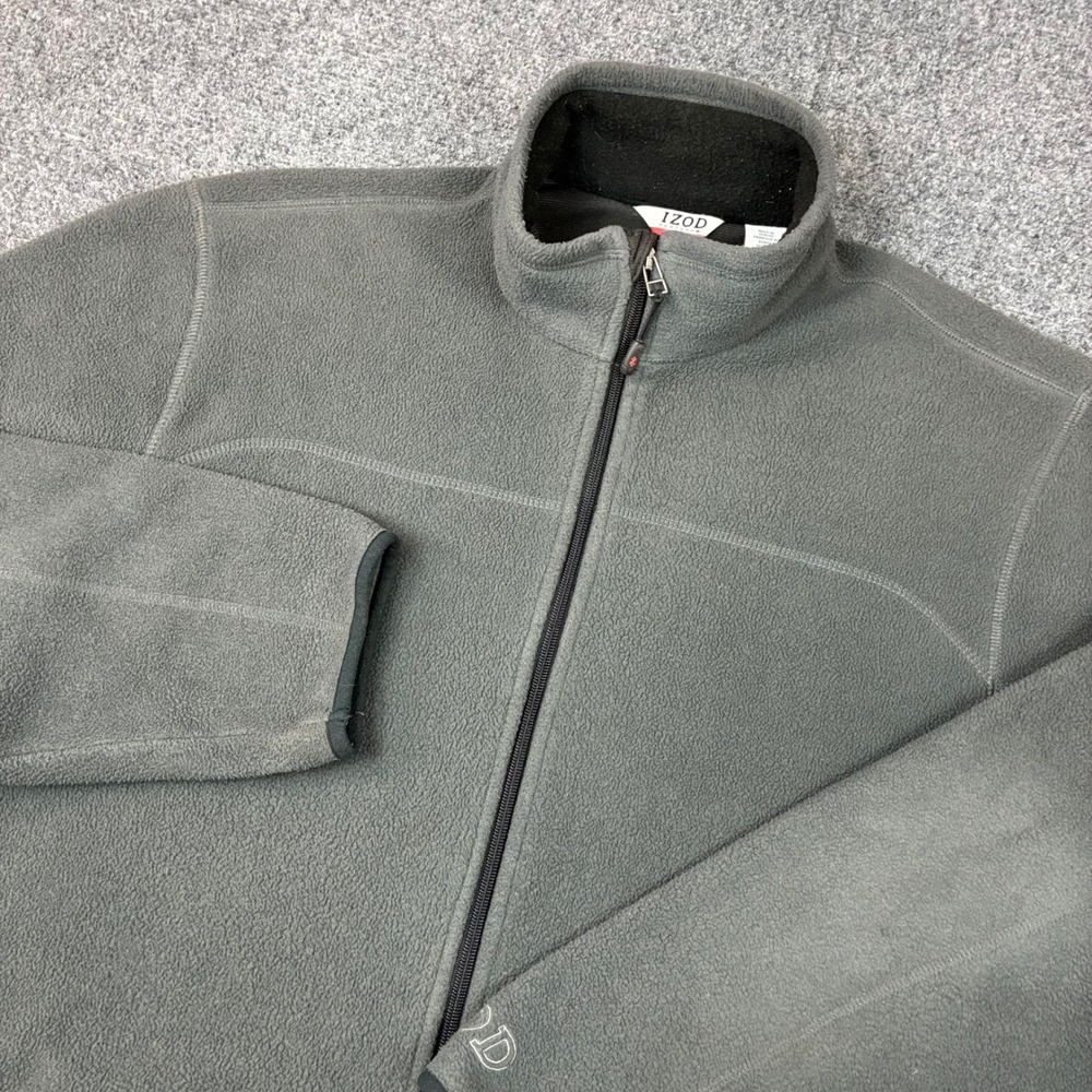 IZOD PerformX Mens Gray Full Zip Fleece Jacket Mock Neck Large